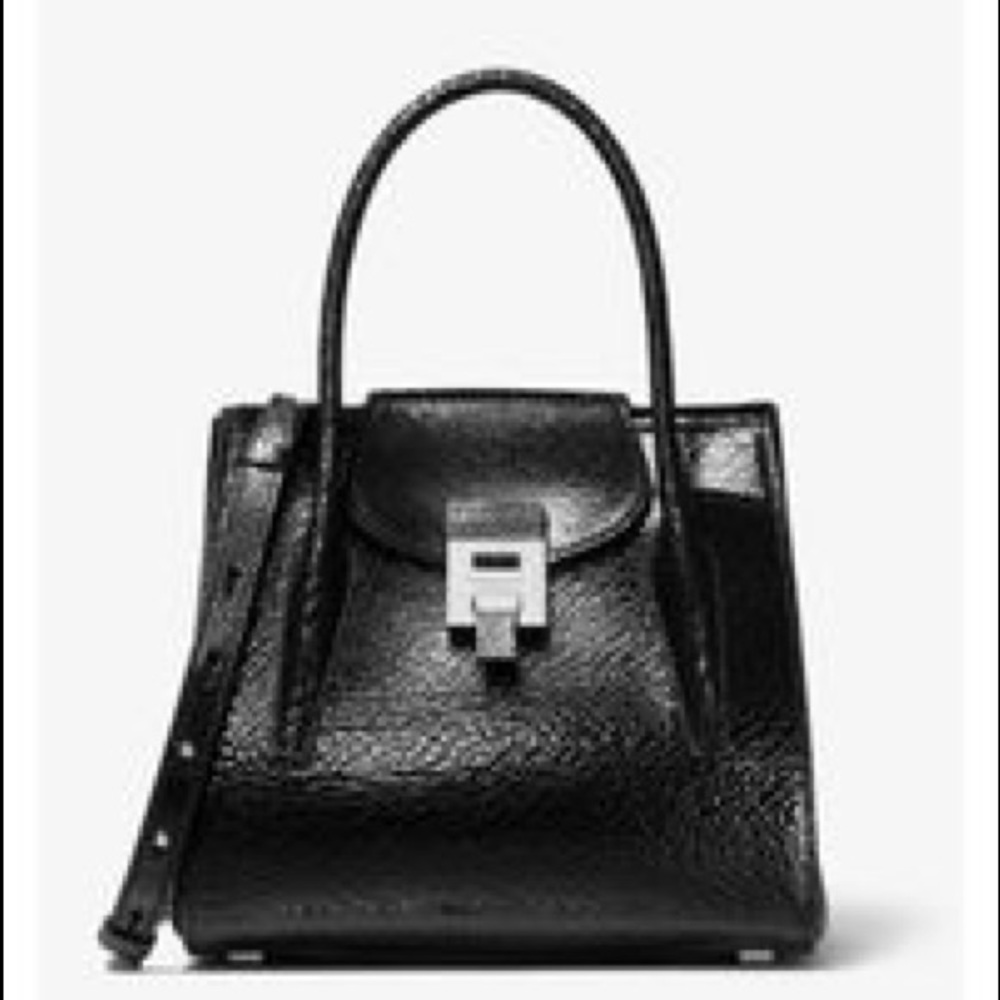 Michael Kors Collection Bancroft Medium Crackled Leather Shoulder Bag